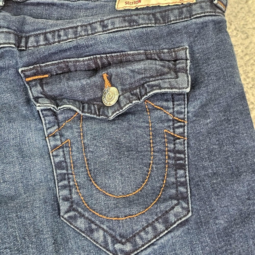 True Religion Rocco Jeans Mens 38 Blue Relaxed Skinny Denim Flap Pockets Stretch - Picture 12 of 14